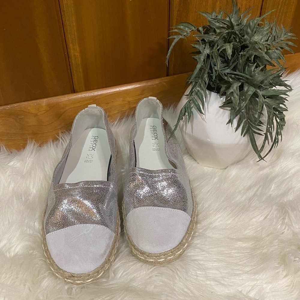 Geox Women's Shimmering Silver Espadrilles NWOT